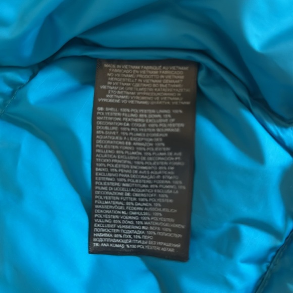 Womens TNF The North Face Nuptse Short Crop 700-Down Jacket - Acoustic Blue - Picture 6 of 9